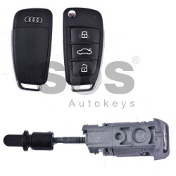 OEM Set for Audi A3/S3 Buttons:3 / Frequency: 434MHz / Transponder: Megamos88/ AES / Blade signature:HU66 / Immobiliser System:MQB / Key Part No: 8V0837220 / Set Part No: 8V2837200T/ 8V1837220R