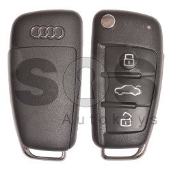 OEM Set for Audi A3/S3/ Buttons:3 / Frequency: 434MHz / Transponder: Megamos 88 / AES / Immobiliser System: MQB / Set Part Number:  8V2 800 375 AC / Key Part No: 8V0 837 220D / KEYLESS GO 