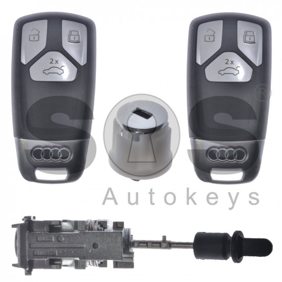  OEM Set for Audi E-TRON Buttons:3 / Frequency: 433MHz / Blade Signature: HU162T / Set Part No: 4M1800375C / Key Part No: 4M0959754BF / Keyless GO