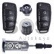 OEM Set for Audi Buttons:3 / Frequency: 434 MHz / Transponder: Megamos Crypto/ 128-bit/ AES / Blade Signature: HU66 / Immobiliser System: MQB / Set Part Number: 83C800375AB / Key Part No: 81A837220 / RIGHT DOOR