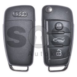 OEM Set for Audi Buttons:3 / Frequency: 434 MHz / Transponder: Megamos Crypto/ 128-bit/ AES / Blade Signature: HU162T / Immobiliser System: MQB / Set Part Number: 83B800375BD / Key Part No: 81A837220 / LEFT DOOR