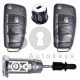 OEM Set for Audi Q2 Buttons:3 / Frequency: 434 MHz / Transponder: Megamos Crypto/ 128-bit/ AES / Blade Signature: HU162T / Immobiliser System: MQB / Set Part Number: 83B800375AK / Key Part No: 81A837220H / Keyless GO / RIGHT DOOR