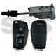OEM Set for Audi A3/S3  Buttons:3 / Frequency: 433MHz / Transponder: Megamos 88 / AES / Blade Signature: HU66 / Immobiliser System: MQB / Set Part Number: 8V1 800 375 AF / Key Part No: 8V0 837 220G  / Keyless GO / Korean Market