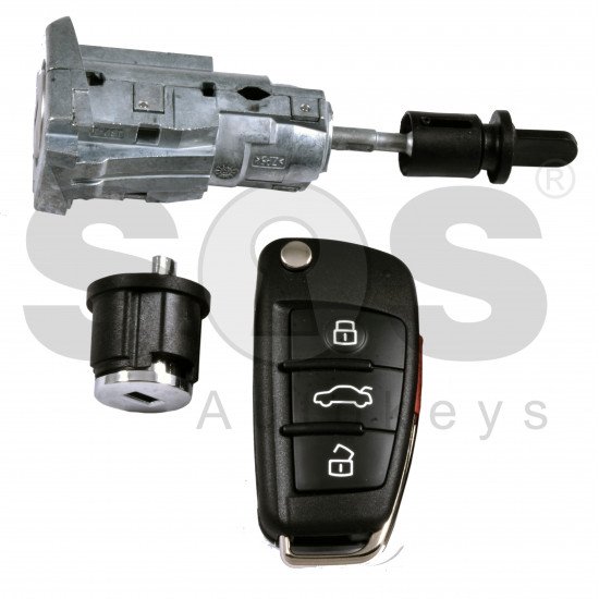 OEM Set for Audi Q2  Buttons:3+1P / Frequency: 315MHz / Transponder: Megamos 88 / AES /  Immobiliser System: MQB / Set Part Number: 83B 800 375 EC / Key Part No: 81A 837 220 J  / Keyless GO / 