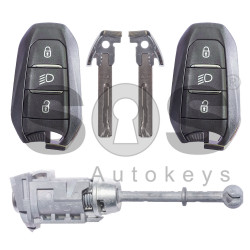 OEM Set for Citroen Buttons:3 / Frequency: 434 MHz / Transponder: HITAG 128-bit/ AES/ PCF7953M Set Part No: 981 37 409 80 / Key Part No: 98097833ZD / Blade signature: HU83 / Blade Part No: C1H00HCA0987D / C9000000CF1F