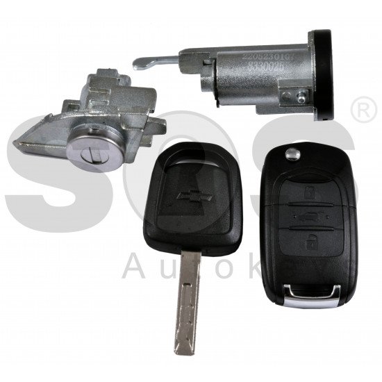 OEM Set for Chevrolet Captiva 2020+ Buttons:3 / Frequency: 433MHz / Transponder: PCF:7961 HITAG3  / Part No: 23611462	