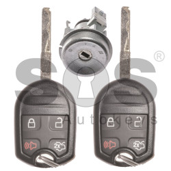 OEM Set for Ford Buttons:3+1 / Frequency: 315MHz / Transponder: TMS37145/ 80-Bit/ ID6D63 / Blade Signature: HU101 / Manufacture: FoMoCo / Part No: AE8T15K601AA