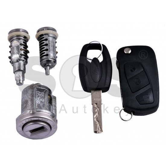 OEM Set for Ford KA Buttons:3 / Frequency: 433MHz / Transponder: PCF 7946 / Blade Signature:SIP22 / Locked / Part. No. 1838586