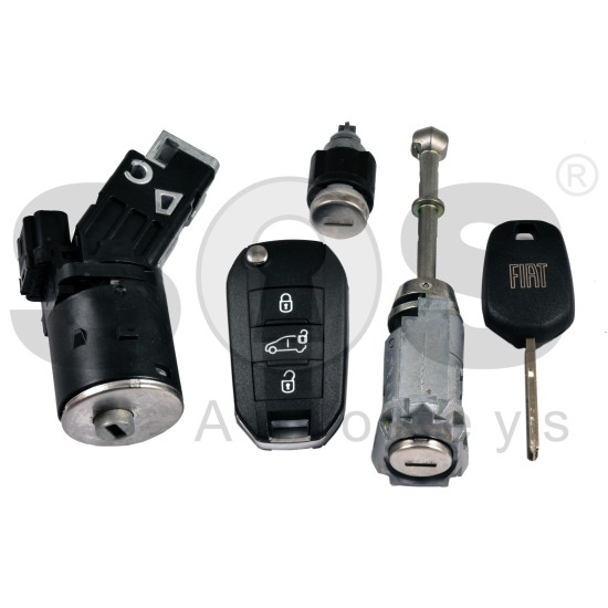 OEM Set forFIAT Buttons:3 / Frequency: 434MHz / Transponder: NCF296/HITAG AES / Set Part No : 9868449380/986 844 93 80