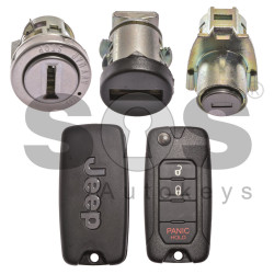 OEM Set for Jeep Buttons:2+1 / Frequency:434MHz / Transponder: Megamos 88/ AES (Locked) / Blade signature:SIP22 / Key FCC ID: 2ADFTFI5AM433TX / Manufacture:TRW Automotive