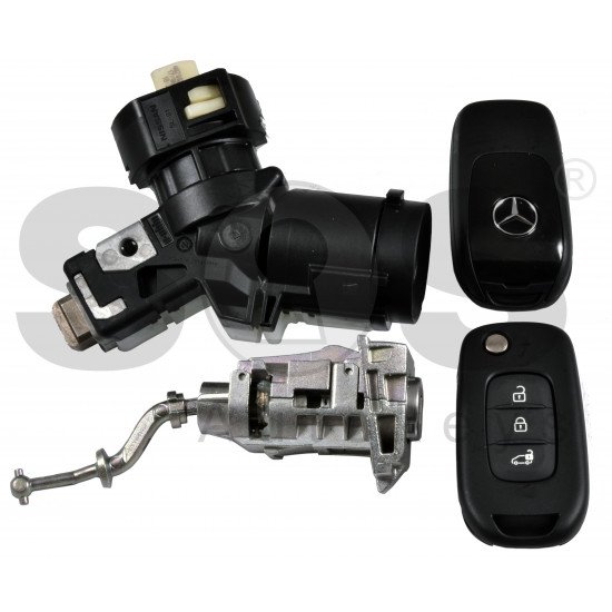 OEM Set Mercedes Citan  Buttons:3 / Frequency: 434MHz / Transponder: HITAG AES/NCF296  /  Set Part No:806012695R	