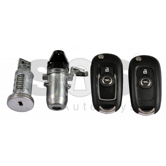 OEM Set for Opel Astra K Buttons:2 / Frequency: 433MHz / Transponder: HITAG2 / Blade signature:HU100 / Immobiliser System:BCM / Manufacture: U-SHIN/ Part No: GM13588683/GM39027352