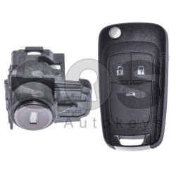 OEM Set for Opel Astra J/ Insignia Buttons:3 / Frequency: 433MHz / Transponder: HITAG2 / Blade Signature:HU100 / Manufacture:WITTE / Part No: UM-Z1848