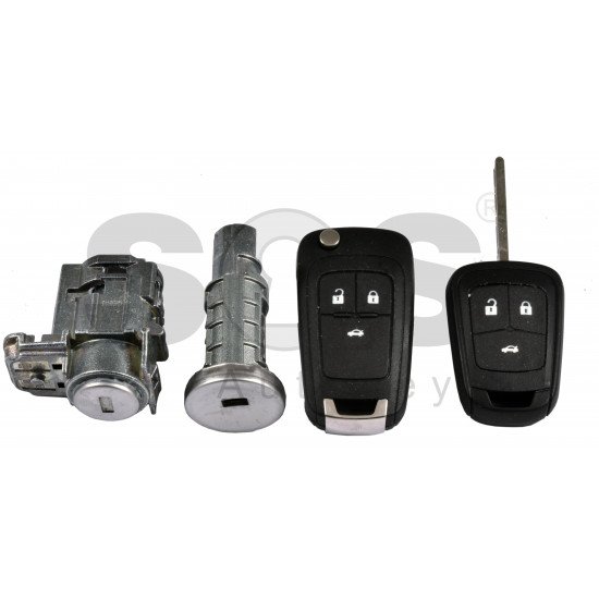 OEM Set for Opel AstraJ / Insignia Buttons:3 / Frequency: 433MHz / Transponder: PCF7937 / Blade Signature: HU100 / Immobiliser System:BCM / Part no: GM13574867