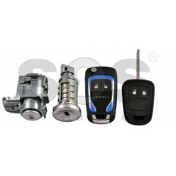 OEM Set for Opel Adam Buttons:2 / Frequency: 433MHz / Transponder: PCF7937E HITAG2  / Blade signature:HU100 / Immobiliser System:BCM / Manufacture: U-SHIN/ Part No: 13401615/ Blue