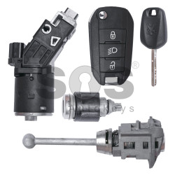 OEM Set For Peugeot 308/ 508/ 301 Buttons:3 / Frequency: 433MHz / Transponder: PCF7941 / Part No: 5FA01035304 