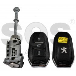 OEM Set For Peugeot Buttons:3 / Frequency: 433MHz / Transponder: Hitag AES / Set Part No:  9828186680/ Key Part No : 9836956180