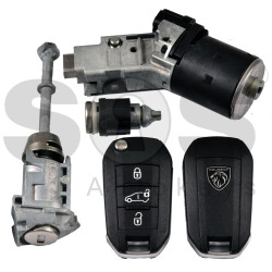 OEM Set For Peugeot Buttons:3 / Frequency: 433MHz / Transponder: NCF296A/HITAG AES /   Key Part No : 98 515 904 80 
