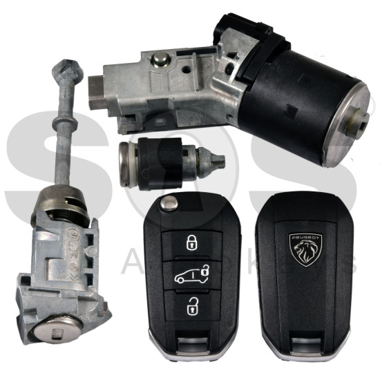 OEM Set For Peugeot Buttons:3 / Frequency: 433MHz / Transponder: NCF296A/HITAG AES /   Key Part No : 98 515 904 80 