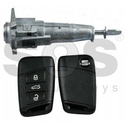 OEM Set for Seat Buttons:3 / Frequency: 433MHz / Transponder: HITAG PRO NCF29A1 / Blade Signature: HU162T / Set Part No:  575 800 375 CA / Key Part No: 3V0 959 752G / Keyless Go