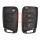 OEM Set for VW GOLF 7 Buttons:3 / Frequency: 433MHz / Transponder: MEGAMOS 88/ AES / Blade Signature:HU66 / Immobilaser system:MQB / Set Part No: 5G0800375DB / Key Part No: 5G0959753BB / RIGHT Door
