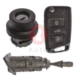 OEM Set for VW TIGUAN Buttons:3 / Frequency: 434MHz / Transponder: MEGAMOS 88/ AES / Blade Signature: HU162T / Immobiliser System: MQB / Set Part No: 5NA800375BQ / Key Part No: 5G6959753AG / LEFT Door