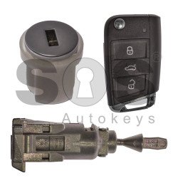 OEM Set for VW TIGUAN Buttons:3 / Frequency: 433MHz / Transponder: MEGAMOS 88/ AES / Blade Signature: HU66 / Immobiliser System: MQB / Part No: 5G0800375R / Key Part No: 5G0959753AD / Keyless Go OEM Set for VW TIGUAN Buttons:3 / Frequency: 433MHz / Transponder: MEGAMOS 88/ AES / Blade Signature: HU66 / Immobiliser System: MQB / Part No: 5G0800375R / Key Part No: 5G0959753AD / Keyless Go