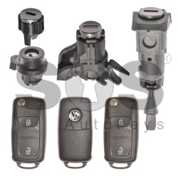 OEM Set for VW UDS/MQB Buttons:2 / Frequency: 434MHz / Transponder: Megamos Crypto 88/ AES / Blade Signature: HU66 / Set Part No: 2H1800375CD / Key Part No: 7E0837202BD