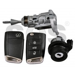 OEM Set for VW  Buttons:3 / Frequency: 434MHz / Transponder: NCP2161WPART / Blade Signature: HU162T / Immobiliser System:MQB / Set Part No:  5NA 800 375 DK / Key Part No: 5G6 959 752 DC