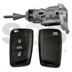 OEM Set for Seat Buttons:3 / Frequency: 434MHz / Transponder:NCP21A2W / Blade Signature: HU162T / Immobilaser system:MQB / Set Part No: 5FJ 800 375 P / Key Part No: 575 959 752 AS / Keyless GO
