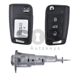 OEM Set for Seat Buttons:3 / Frequency: 433MHz / Transponder: ID48 / Blade Signature: HU162T / Immobiliser System: MQB / Part No: 575800375K/ 575959753B / Keyless Go
