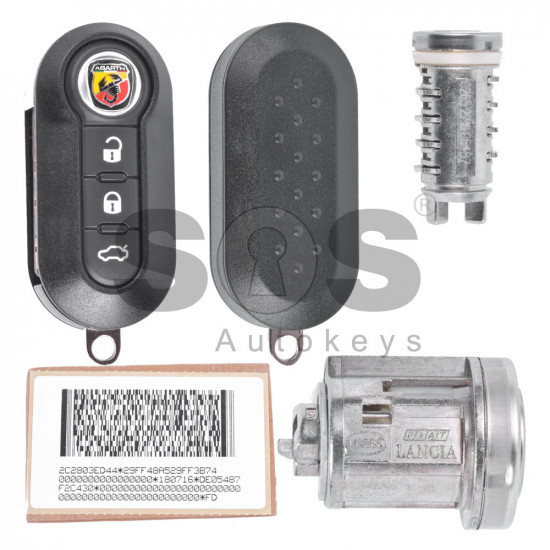 OEM Set for Abarth 500 Buttons:3 / Frequency: 433MHz / Transponder: HITAG2/ ID46/ PCF7946 / Blade Signature:SIP22