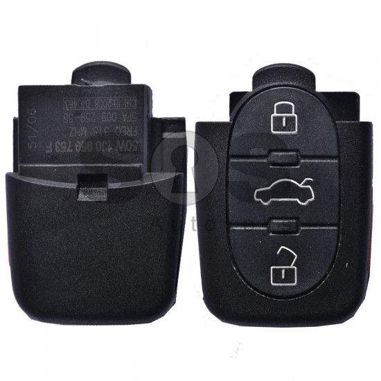 OEM Flip Key for Audi A6/TT Buttons:3+1 / Frequency: 315MHz / Transponder: ID48/ID48 CAN / Blade signature:HU66 / Part No:50W 1J0 959 753 F (Remote Only)