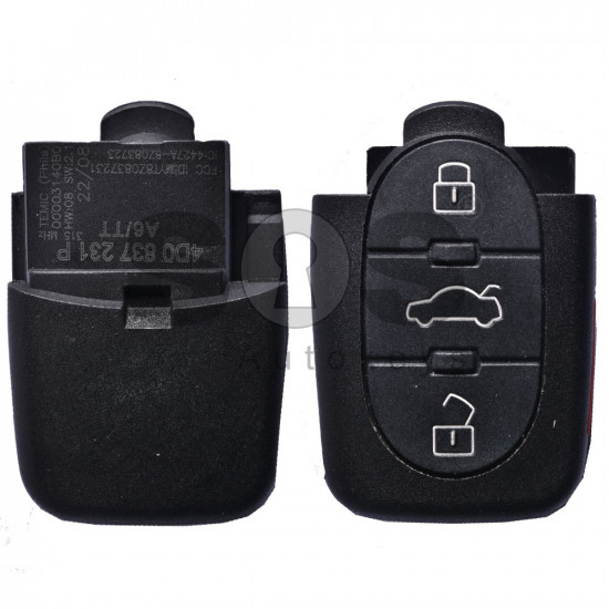 OEM Flip Key for Audi A6/TT Buttons:3+1 / Frequency: 315MHz / Transponder: ID48/ID48 CAN / Blade signature:HU66 / Part No:4D0837231 P (Remote Only)