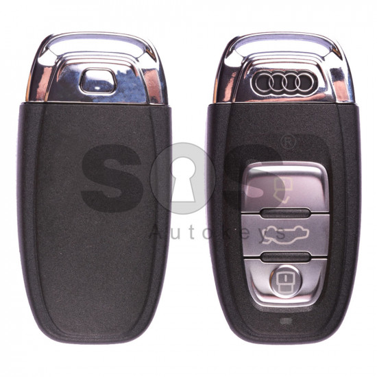 OEM Smart Key for Audi Buttons:3 / Frequency:868MHz / Transponder:HITAG Extended / Blade signature:HU66 / Immobiliser System:BCM 2 / Part No:8T0 959 754 D