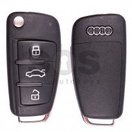 OEM Flip Key for Audi A6/Q7 Buttons:3 / Frequency:868MHz / Transponder:8E Megamos Sokymat / Blade signature:HU66 / Immobiliser System:Kessy / Part No:4F0 837 220 AK / Keyless Go