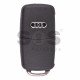 Flip Key for Audi A8 Buttons:3 / Frequency:433MHz / Transponder:PCF 7946/ID 46 / Blade signature:HU66 / Immobiliser System:Kessy / Part No:4E0 837 220 H
