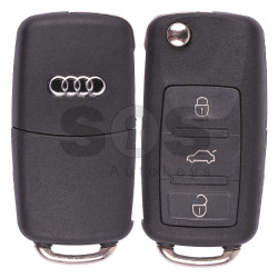 Flip Key for Audi A8 Buttons:3 / Frequency:433MHz / Transponder:PCF 7946/ID 46 / Blade signature:HU66 / Immobiliser System:Kessy / Part No:4E0 837 220 H