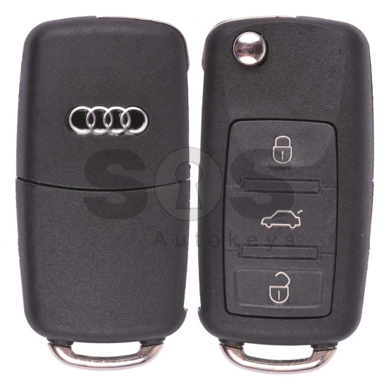 Flip Key for Audi A8 Buttons:3 / Frequency:433MHz / Transponder:PCF ...