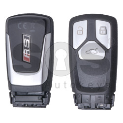 OEM Smart Key for Audi RS 2015+ Buttons:3 / Frequency: 434MHz / Transponder: Megamos 88/ AES / Blade signature: HU162T / Immobiliser System: MQB / Part No: 8S0.959.754.CQ/ 8S0.959.754.CP/ 8S0.959.754.CL / 8S0.959.754.CB / 8S0.959.754.BM / Keyless Go