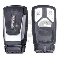 OEM Smart Key for Audi TT/A3 2015+ Buttons:3 / Frequency: 434MHz / Transponder: Megamos 88/ AES / Blade signature: HU162T / Immobiliser System: MQB / Part No: 8S0.959.754.CN/ 8S0.959.754.CM/ 8S0.959.754.CK / BH / BD / Keyless Go