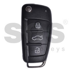 OEM Flip Key for Audi A3 Buttons:3 / Frequency:434MHz / Transponder:ID 48 / Blade signature:HU66 / Immobiliser System:Dashboard/Micronas / Part No:8P0 837 220 D (Scratched) OEM Flip Key for Audi A3 Buttons:3 / Frequency:434MHz / Transponder:ID 48 / Blade signature:HU66 / Immobiliser System:Dashboard/Micronas / Part No:8P0 837 220 D (Scratched)