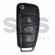 OEM Flip Key for Audi A3 Buttons:3 / Frequency:434MHz / Transponder:ID 48 / Blade signature:HU66 / Immobiliser System:Dashboard/Micronas / Part No:8P0 837 220 D (Scratched)