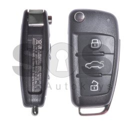 OEM Flip Key for Audi Q2 Buttons:3 / Frequency:434MHz / Transponder: Megamos Crypto/ 128-bit/ AES / Blade signature: HU162T / Part No: 81A837220 OEM Flip Key for Audi Q2 Buttons:3 / Frequency:434MHz / Transponder: Megamos Crypto/ 128-bit/ AES / Blade signature: HU162T / Part No: 81A837220