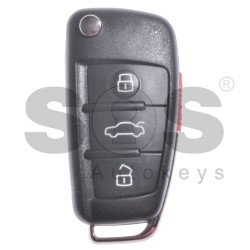 OEM Flip Key for Audi A3 Buttons:3+1 / Frequency: 315MHz / Transponder: Megamos AES / Blade signature: HU162T / Immobiliser System: MQB / Part No: 8V0 837 220E / Keyless Go OEM Flip Key for Audi A3 Buttons:3+1 / Frequency: 315MHz / Transponder: Megamos AES / Blade signature: HU162T / Immobiliser System: MQB / Part No: 8V0 837 220E / Keyless Go