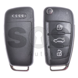 OEM Flip Key for Audi A3 / S3 / RS3 Buttons:3 / Frequency:434MHz / Transponder: Megamos Crypto/ 128-bit/ AES / Blade signature: HU66 / Part No: 8V0837220D / Keyless Go