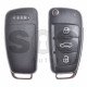 OEM Flip Key for Audi A3 / S3 / RS3 Buttons:3 / Frequency:434MHz / Transponder: Megamos Crypto/ 128-bit/ AES / Blade signature: HU66 / Part No: 8V0837220D / Keyless Go