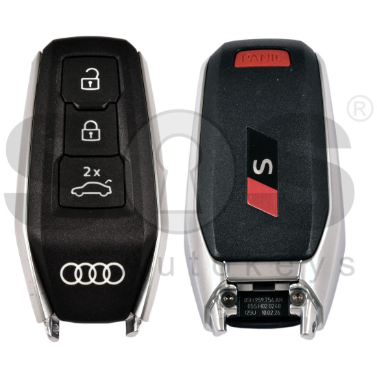 OEM Smart Key for Audi S 2025+ Buttons: 3+1 / Frequency: 433MHz / Transponder : NCF295/5D  / Part No:   85H 959 754 AK/85H959754AK   / Keyless Go /  