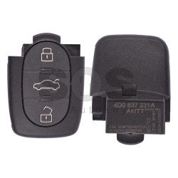 Flip Key for Audi A3/A4/A6/A8/TT Buttons:3 / Frequency:433MHz / Transponder:ID48/ID48 CAN / Blade signature:HU66 / Part No:4D0 837 231 A (Remote Only)