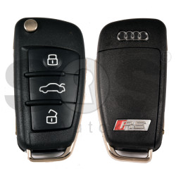 OEM Flip Key for Audi RS Q2    Buttons:3+1 / Frequency:433MHz / Transponder: MEGAMOS 88/ID49   / Blade signature:HU162T /  Part No : 81A 837 220R